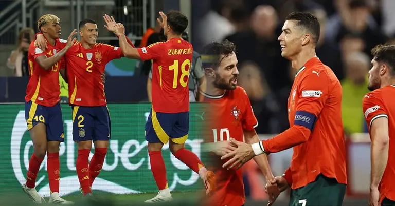স্পেন ও পর্তুগালের খেলোয়াড়দের ছবি